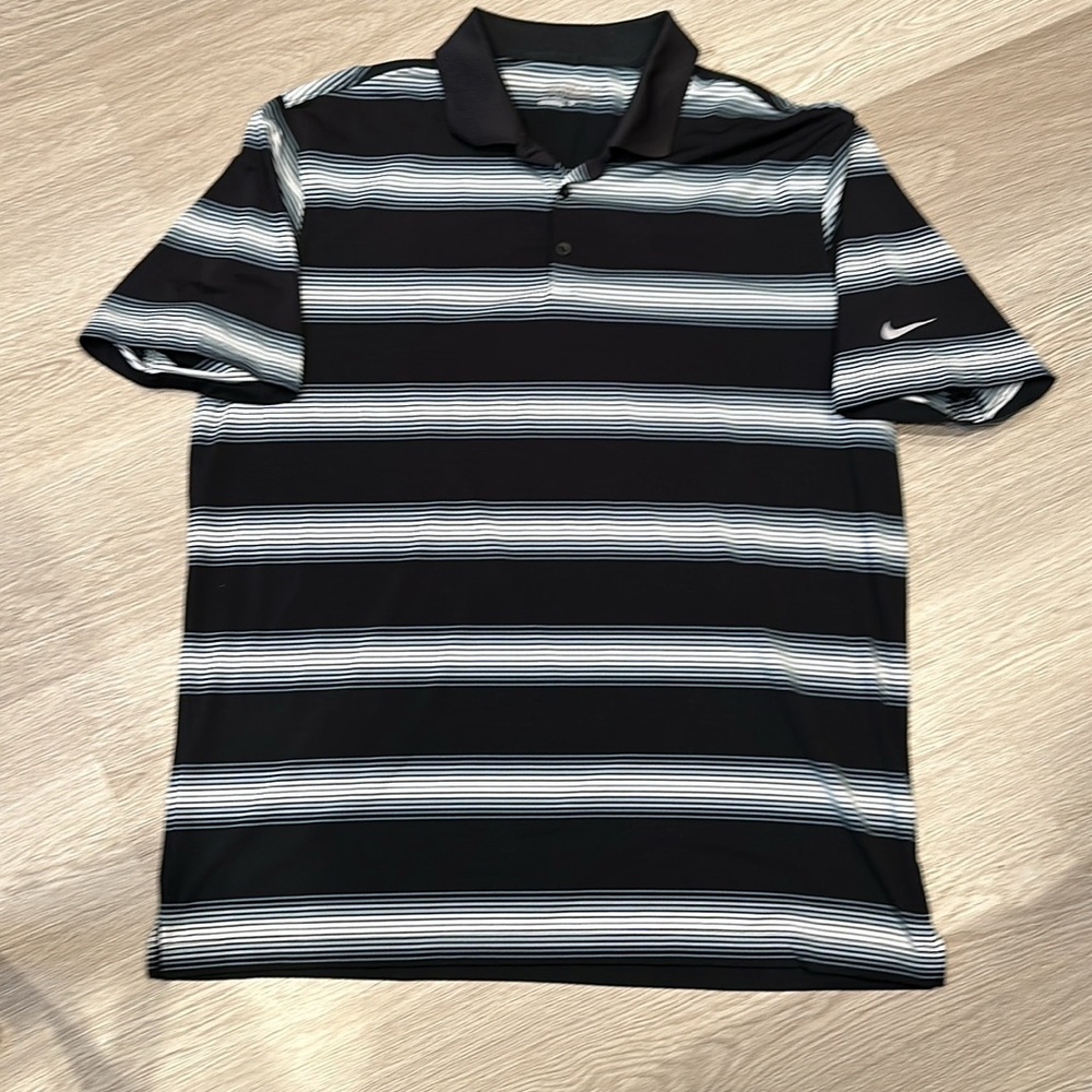Nike Black Dri Fit Polo Golf Shirt Size XL